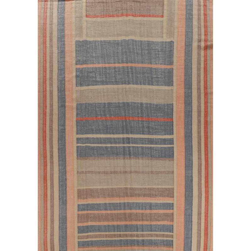 Hand Woven Oriental 100% Jute Carpet Southwestern Modern Multi-Colored Kilim Area Rug - 13' 2'' X 10' 3''