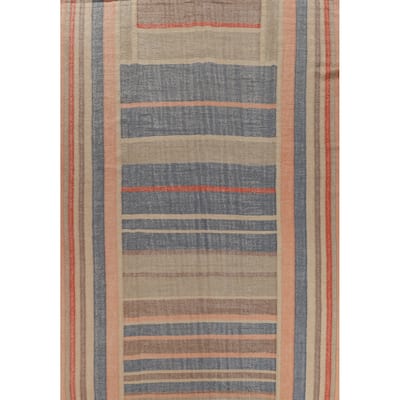 Earth Tone Modern Kilim Turkish Area Rug Flatweave Jute Carpet - 10'3" x 13'2"