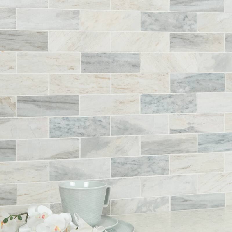 Ackland AKM-S-2X6SWP-CA 12" x 12" Marble Subway Floor and Wall Tile -