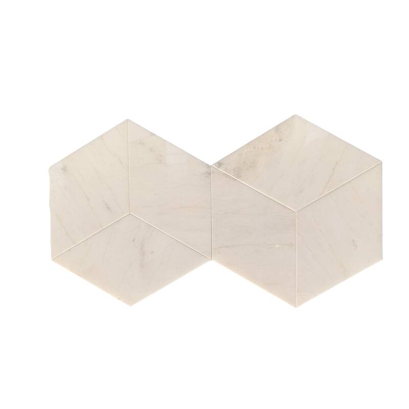 Roomfitters Hexagon Marble Tile for Wall and Floor, Polished Natural Stone, Genuine Marble, 12-Piece Box, White