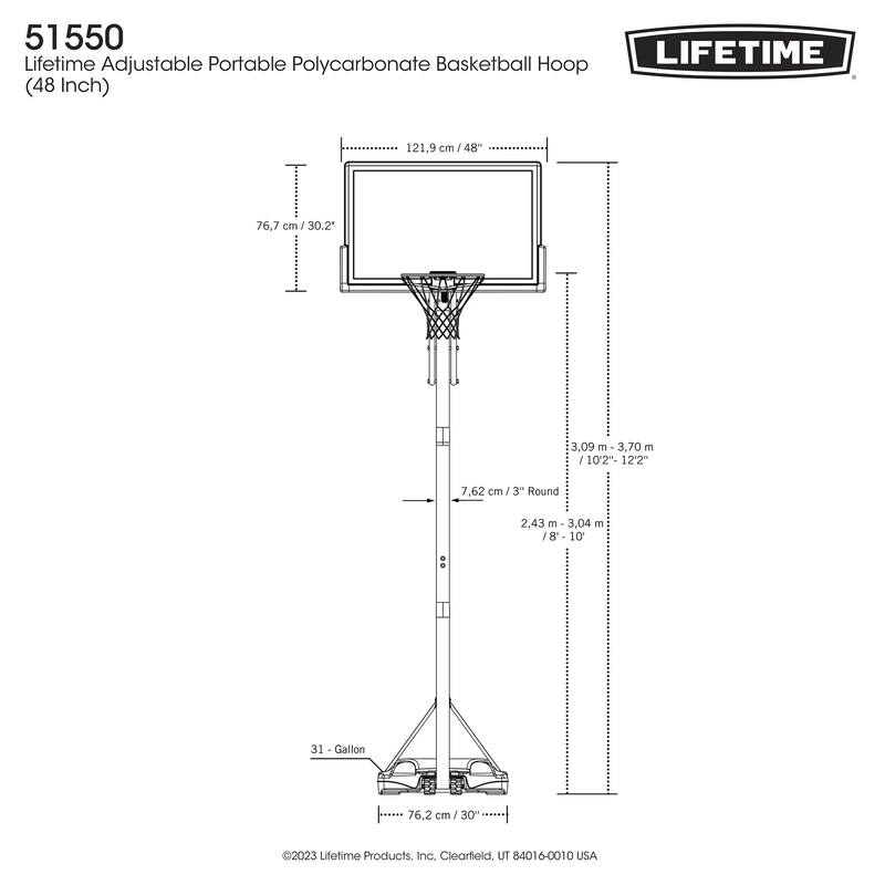 Lifetime Adjustable Portable Basketball Hoop, 48 inch