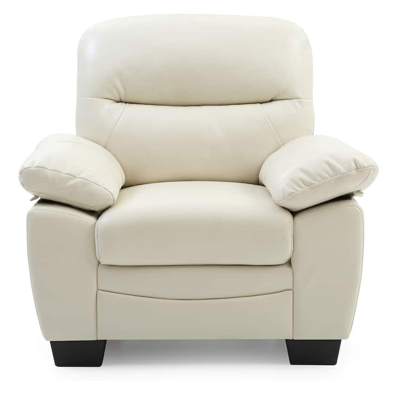 Solid Faux Leather Upholstered Accent Chair - 39" - Beige