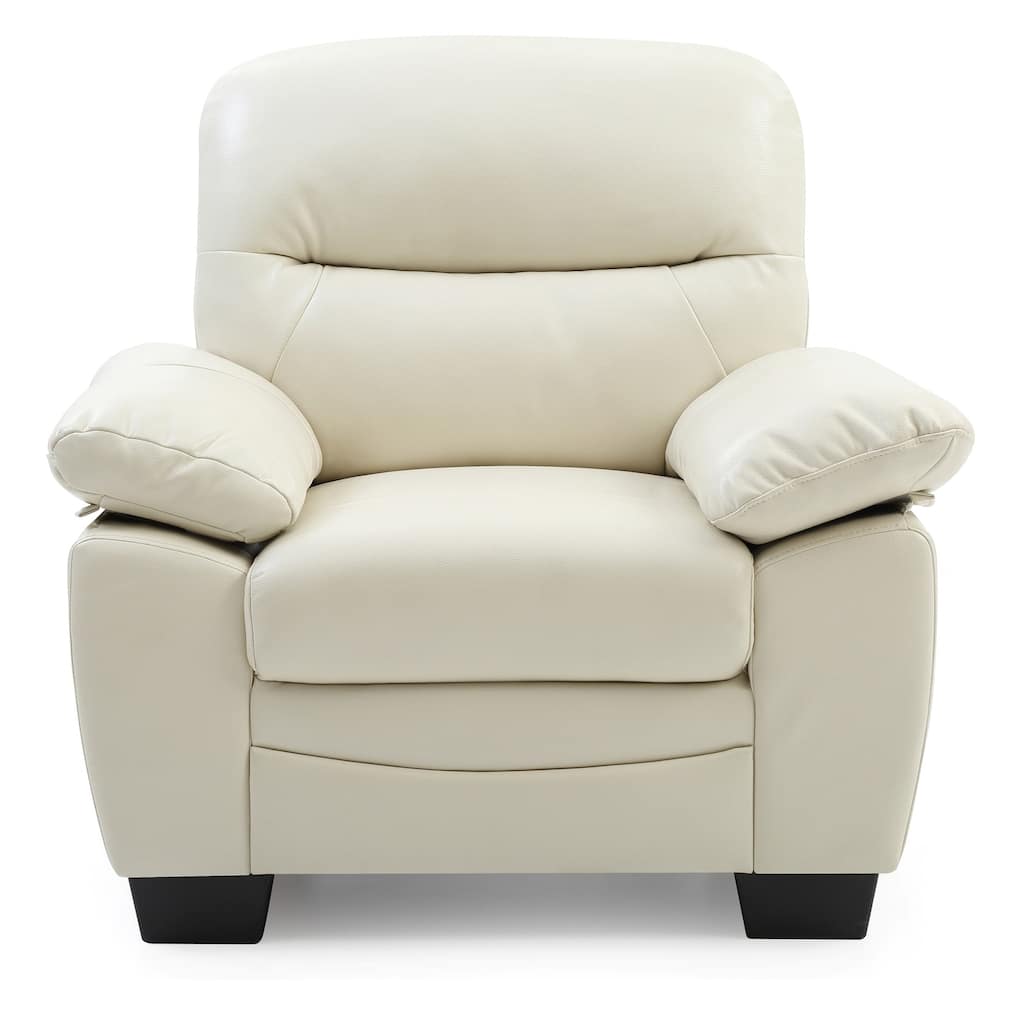 Solid Faux Leather Upholstered Accent Chair - 39" - Beige