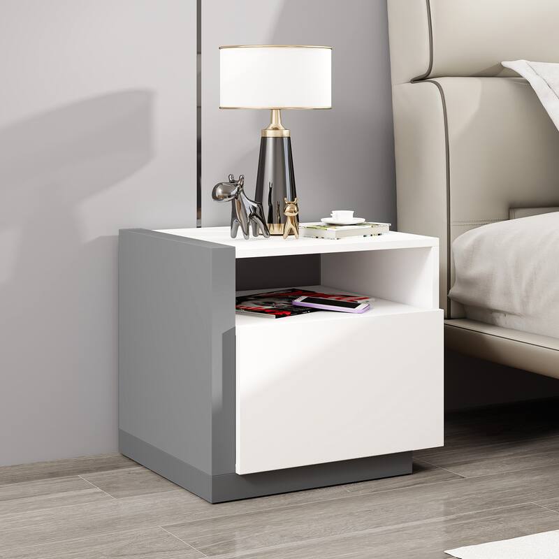 Gymax Nightstands Set of 2 Modern Minimalist Bed Side Table w/ Open
