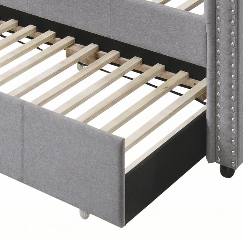 Smoke Gray Fabric Daybed with Trundle (Twin)