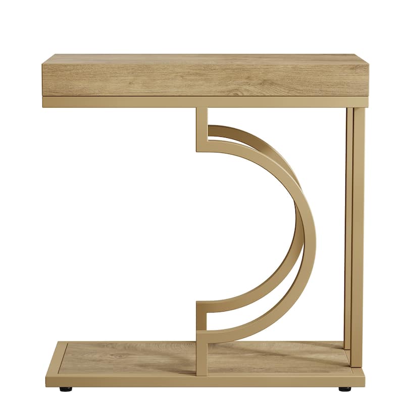 Narrow Side Table White Gold Side Table C Shaped End Table Modern Bedside Table Small Side Table for Couch Living Room