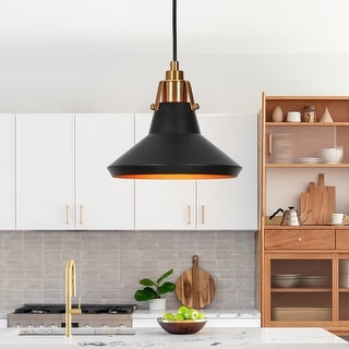 Modern 1 Light Metal Black Gold Kitchen Island Pendant Lights for Dining Room 8.5 D x 8 H On Sale Bed Bath Beyond 36912824