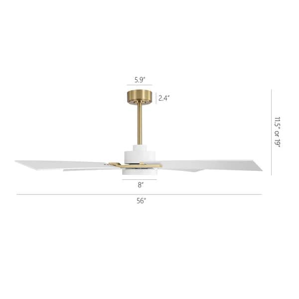 dimension image slide 2 of 5, GetLedel 56" 4-Blade DC Motor Dimmable LED Ceiling Fan with Remote Control and Light Kit