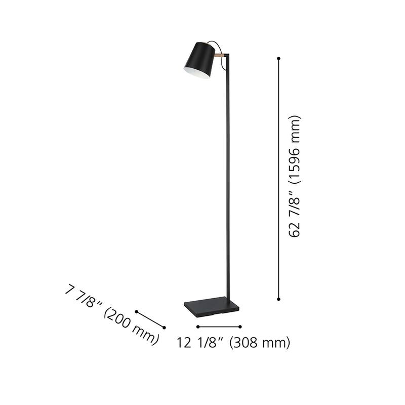Lacey - Floor Lamp - Structured Black Finish with Black and White Shade - 7.87"L X 11"W X 60.25"H