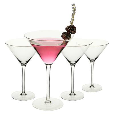 Set of 4 Classic Martini Glasses for Cocktail Parties, Wedding Gift, Housewarming, Bar Accessories (9oz)