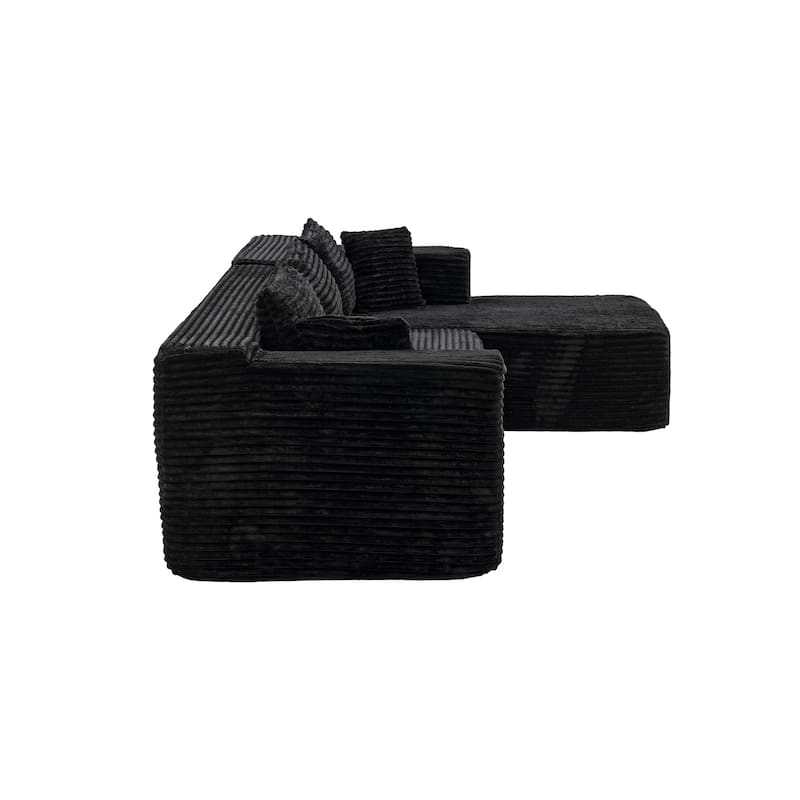 Black L-Shaped Compressed Foam Sofa – Ready-to-Use Sectional Couch with Chaise