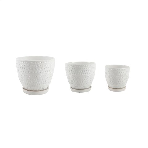 10",8",6.75" Mtwh Pharaoh Ceramic Pot On Saucer, Set Of 3