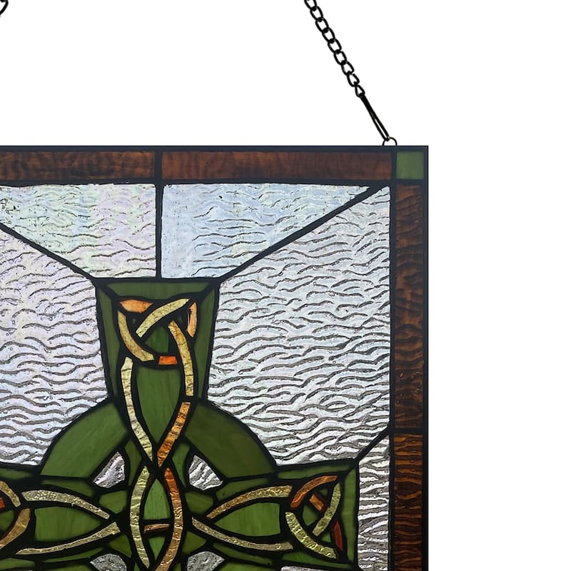 River of Goods Celtic Cross River of Goods Multicolored Stained Glass Suncatcher Window Panel - 12" x 0.25" x 18"