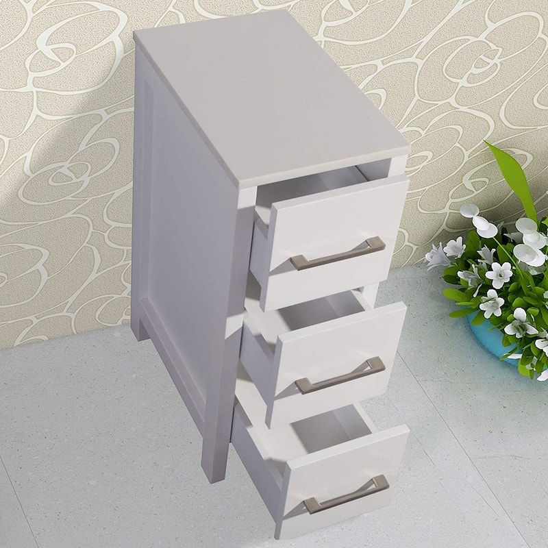 Vanity Art 12-Inch Bathroom Vanity Cabinet 3 Drawer Side Storage Organizer Freestanding Single Vanity Bedroom/Bathroom/Entryway