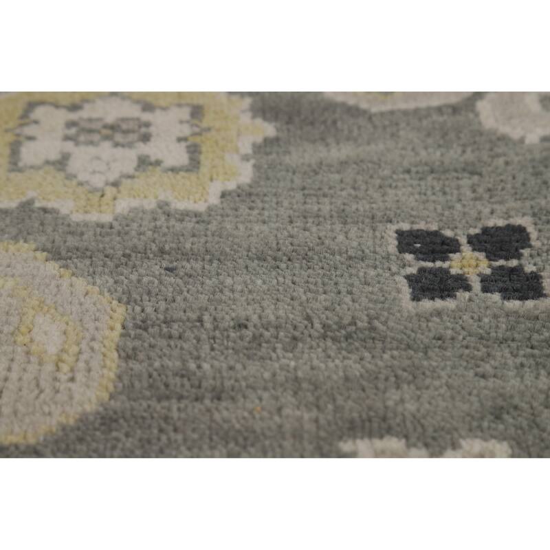 Gray Oushak Indian Area Rug Handmade Geometric Wool Carpet - 8'4" x 11'10"