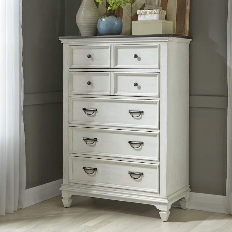 Copper Grove Allyson Park Wirebrushed White Charcoal 5 Drawer Chest - 5-drawer