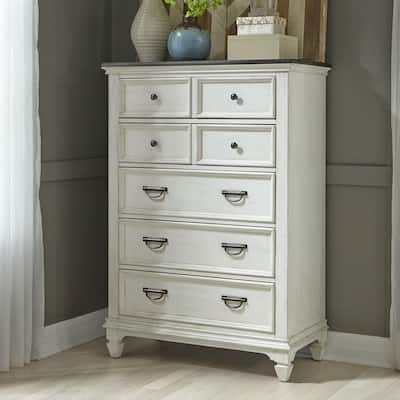 Copper Grove Allyson Park Wirebrushed White Charcoal 5 Drawer Chest