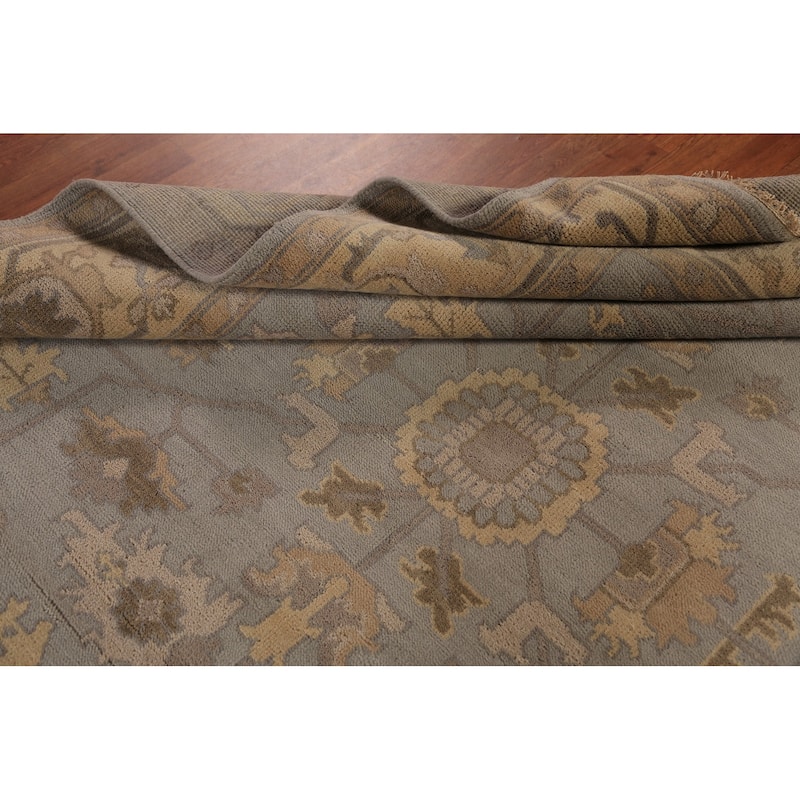 Gray Oushak Indian Area Rug Handmade Wool Carpet - 8'0"x 9'11"