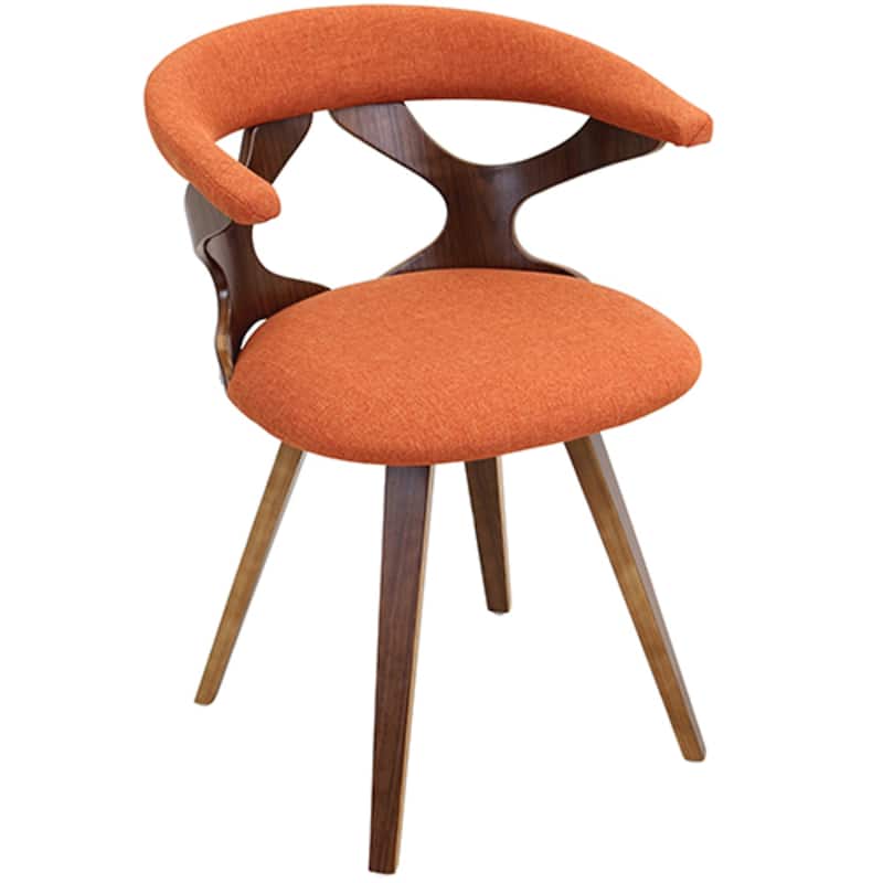 29.5" Walnut Wood and Orange Fabric Modern Dining Chair with Swivel
