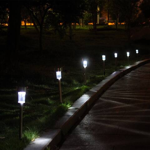 12 pcs Garden Outdoor Stainless Steel LED Solar Landscape Street Lamp
