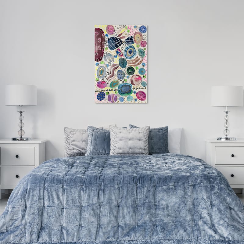Wynwood Studio Canvas Abstract Golden Gemstone Cascade Blue and Cream White Modern & Contemporary Wall Art Canvas Print - 36 x 24
