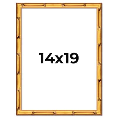 14x19 Frame Gold Bamboo Solid Wood Picture Frame | 1 Inch Moulding