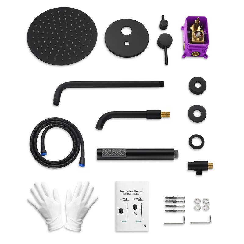 GRANDJOY 10inch Wall Mount Rainfall Shower Head and Handheld Shower Spray Combo Shower System