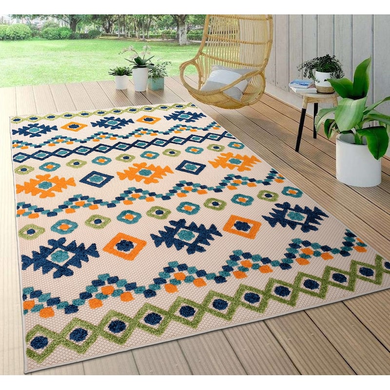World Rug Gallery Southwestern Geometric Indoor/Outdoor Area Rug
