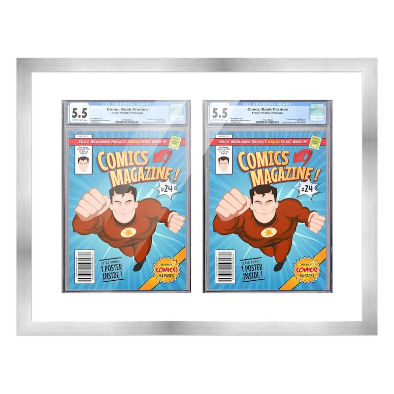 Comic Book Frame Wall Display with Mat for 2 CGC, CBCS OR PGX Graded ...
