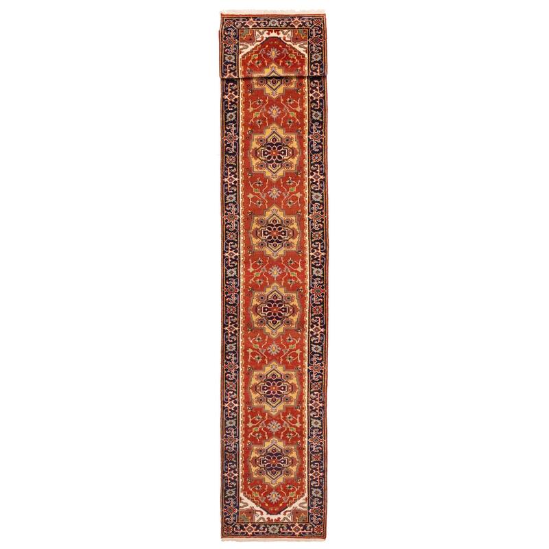 ECARPETGALLERY Hand-knotted Serapi Heritage Dark Copper Wool Rug - 2'6 x 16'0