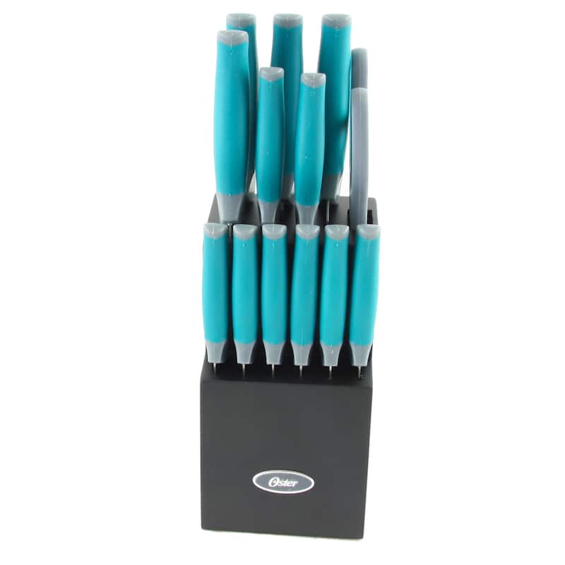 Graham 14 Piece Stainless Steel Knife Set in Blue with Wood Block