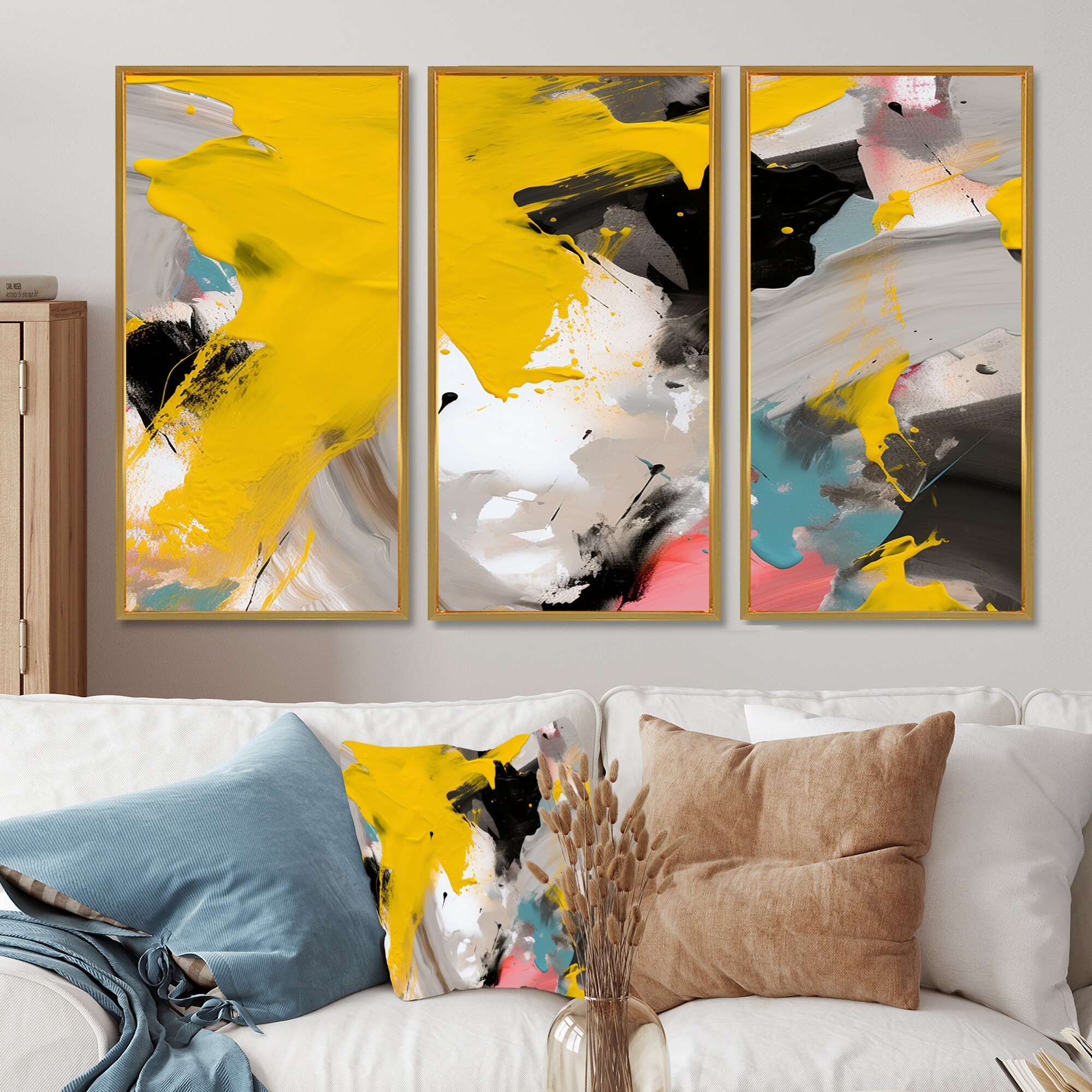 YELLOW!キャンバスアート Designart - Fragments of Feeling Vibrant Yellow - Abstract