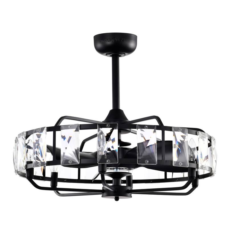 Yaiza 27 Inch Glam Crystal Lighted Fandelier with Remote