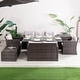 preview thumbnail 12 of 16, 7-Piece Patio Wicker Sofa Set with Aluminum Firepit Dining Table