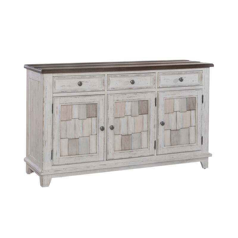 River Place Riverstone White & Tobacco Accent Server