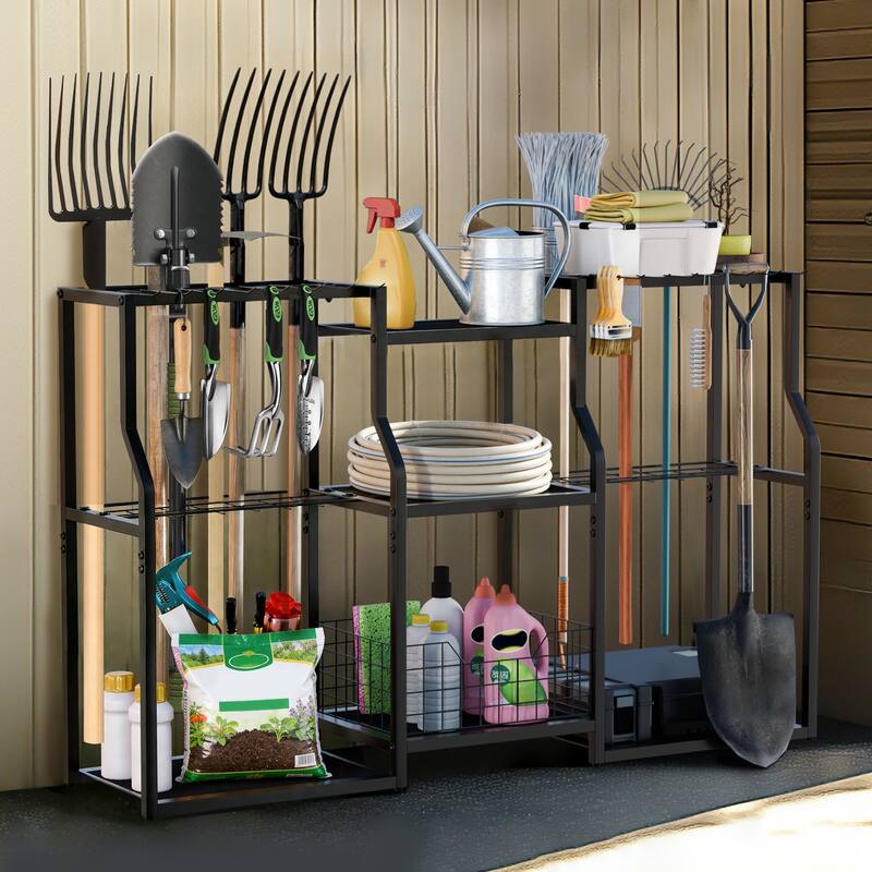 Garden Tool Organizer Stand Organization Yard Tool Racks with wheels