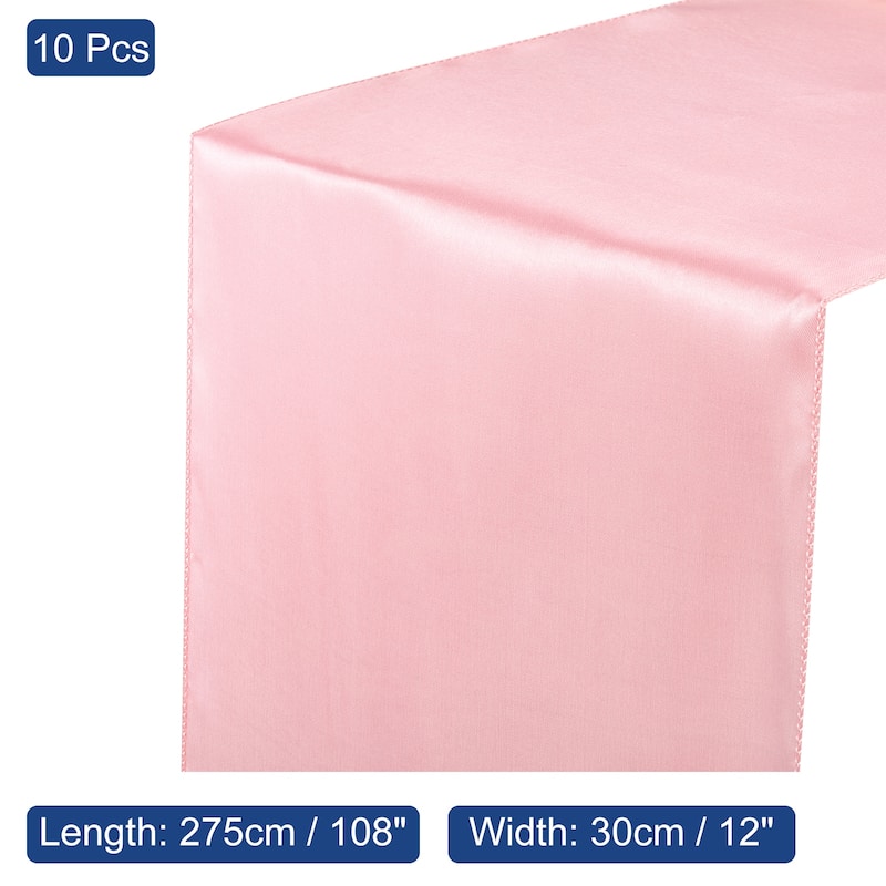 10 Pack Satin Table Runner, 12"x108" Smooth Silk Table Runner - Rose Gold