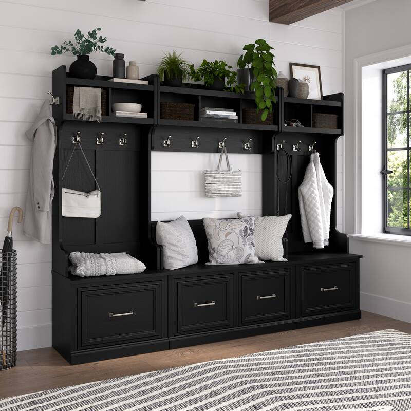 Woodland 40W Entryway Bench and Wall Mounted Shelf by Bush Furniture