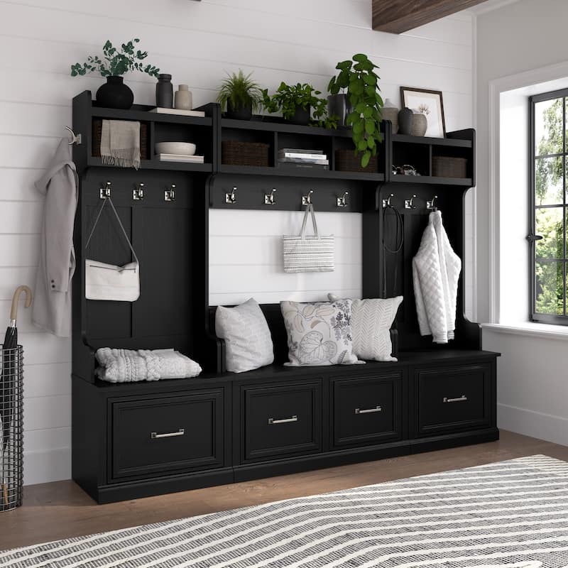 Woodland 40W Entryway Bench with Doors by Bush Furniture