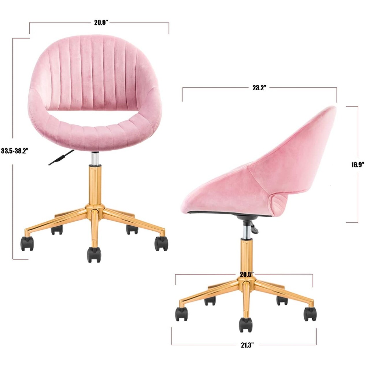 Pink Plush Velvet Office Chair With Gold Base Overstock 31482354