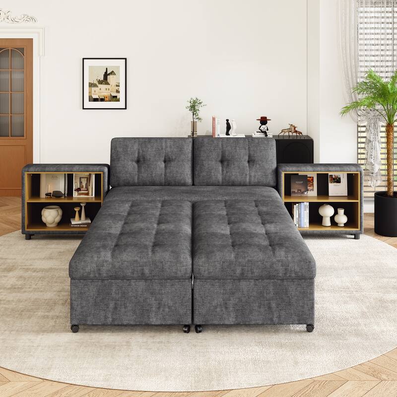 Sectional Sofa for Living Room Modular Sleeper Sofa with 2 Storage Racks Free-combined Sofa, Upholstered Corner Chaise