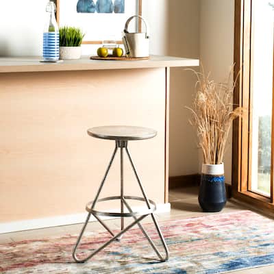 SAFAVIEH Shelley -24 Inch Silver Leaf Counter Stool - 16.5" x 16.5" x 24" - 17Wx17Dx24H