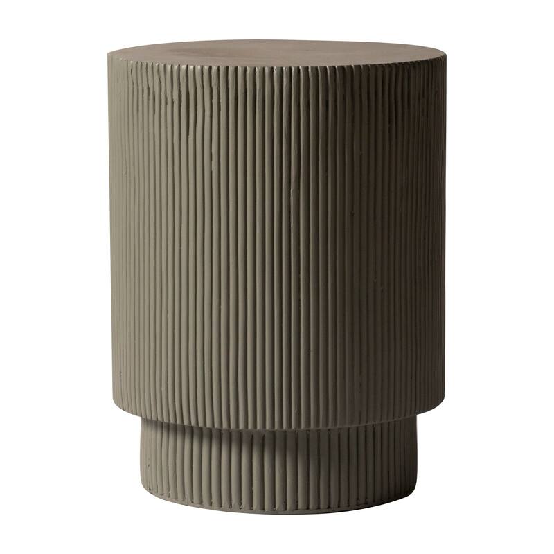 Eden 14-Inch Wide Round Side Table in Fiberstone Accent End Table for Indoor and Outdoor - Grey