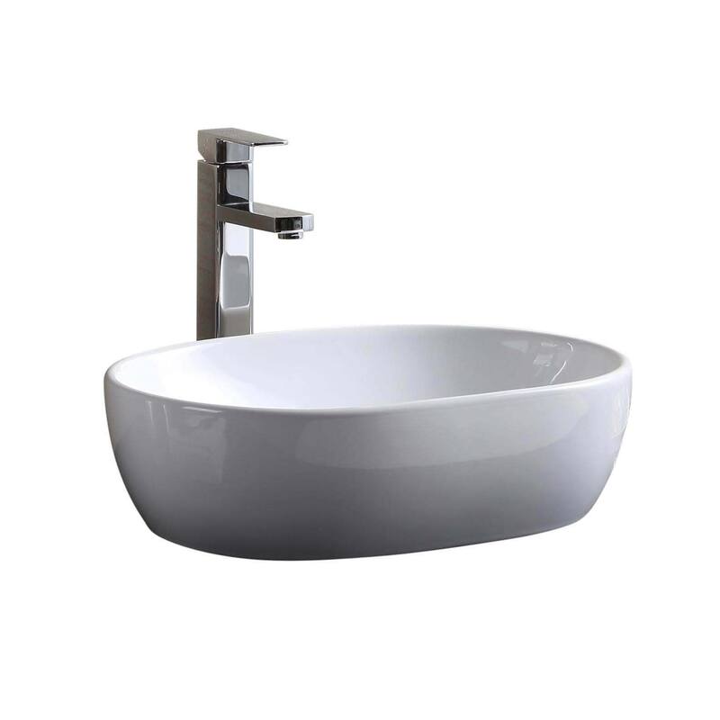 Fine Fixtures White Vitreous China Oval-shaped Vessel Bathroom Sink