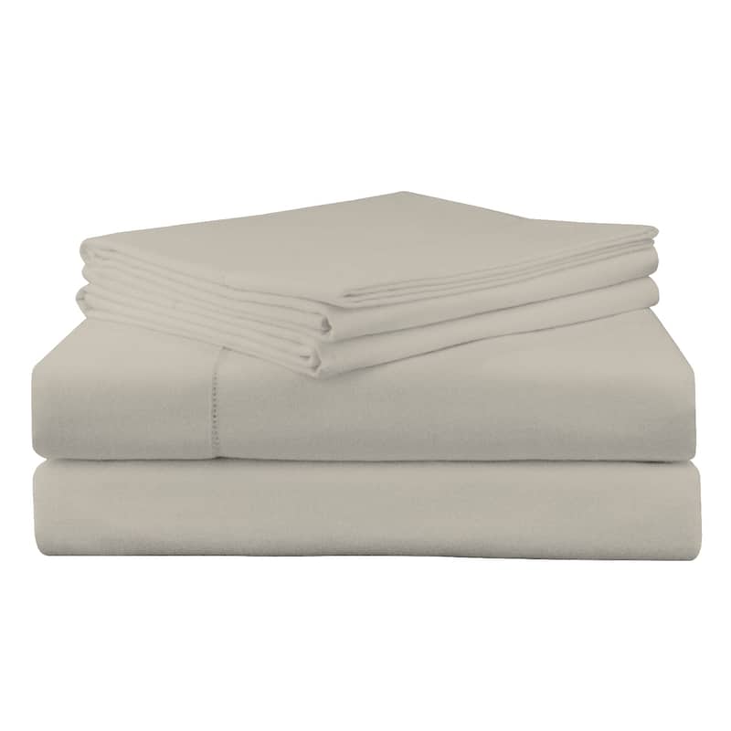 Pointehaven 200 GSM Superior Heavyweight Flannel Cotton Deep Pocket Bed Sheet Set - Silver Grey - Twin