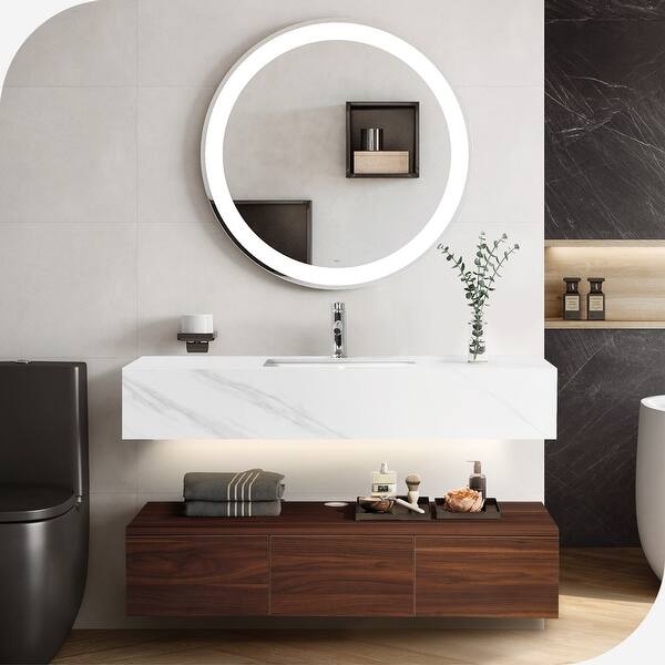 Moasis 47 inch 3 Drawer Floating Bathroom Vanity with Stone Top - On ...