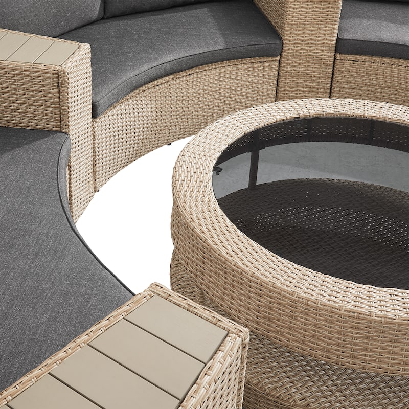 Corvus Fiji Half Round 8-piece Outdoor Wicker Sectional Curved Sofa Set