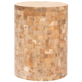SAFAVIEH Tioga Light Maple Teak Wood Stool - 12" x 12" x 15.5"