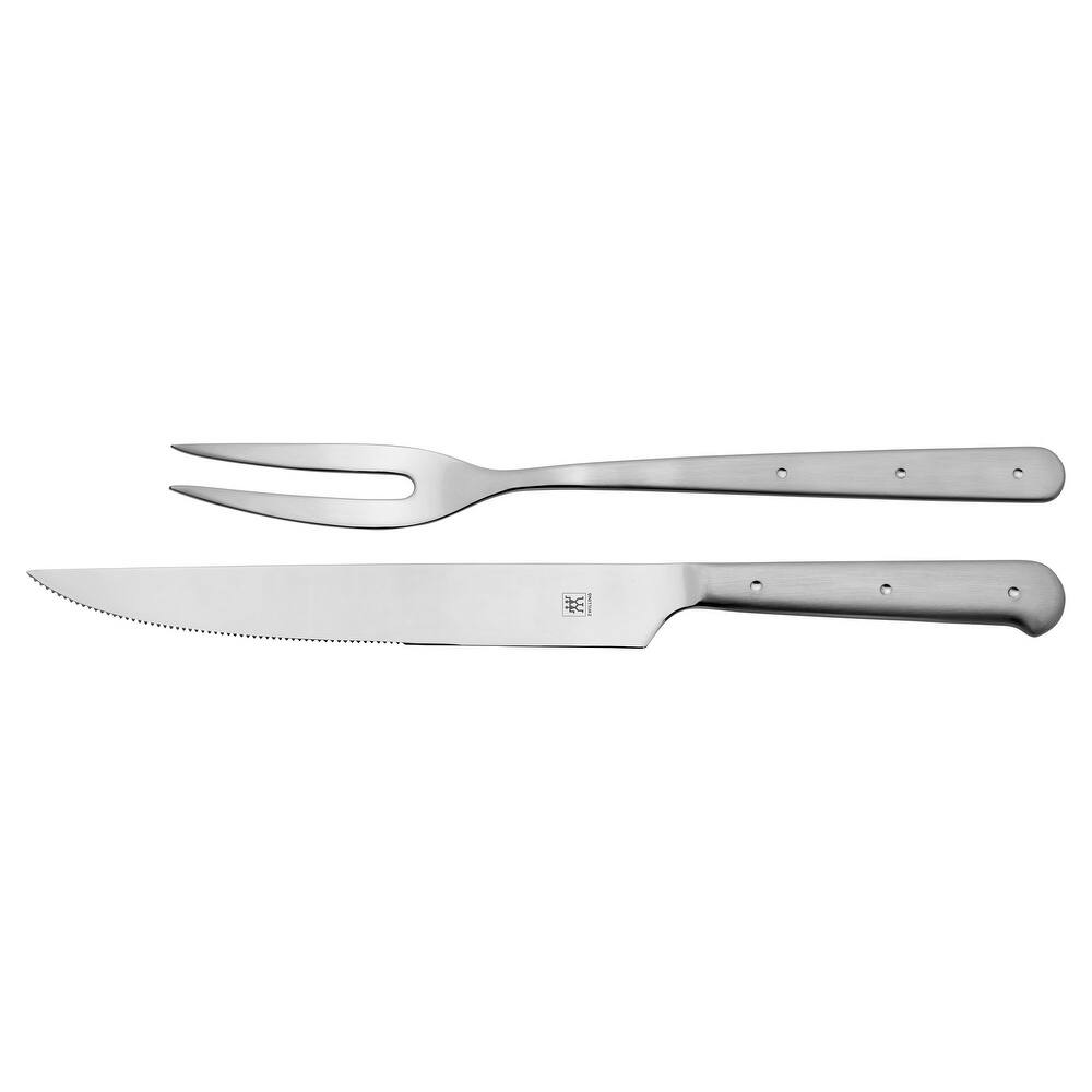 ZWILLING Porterhouse 2pc Stainless Steel Carving Knife Set with Fork in Red Presentation Box, Gift Set - 2-pc