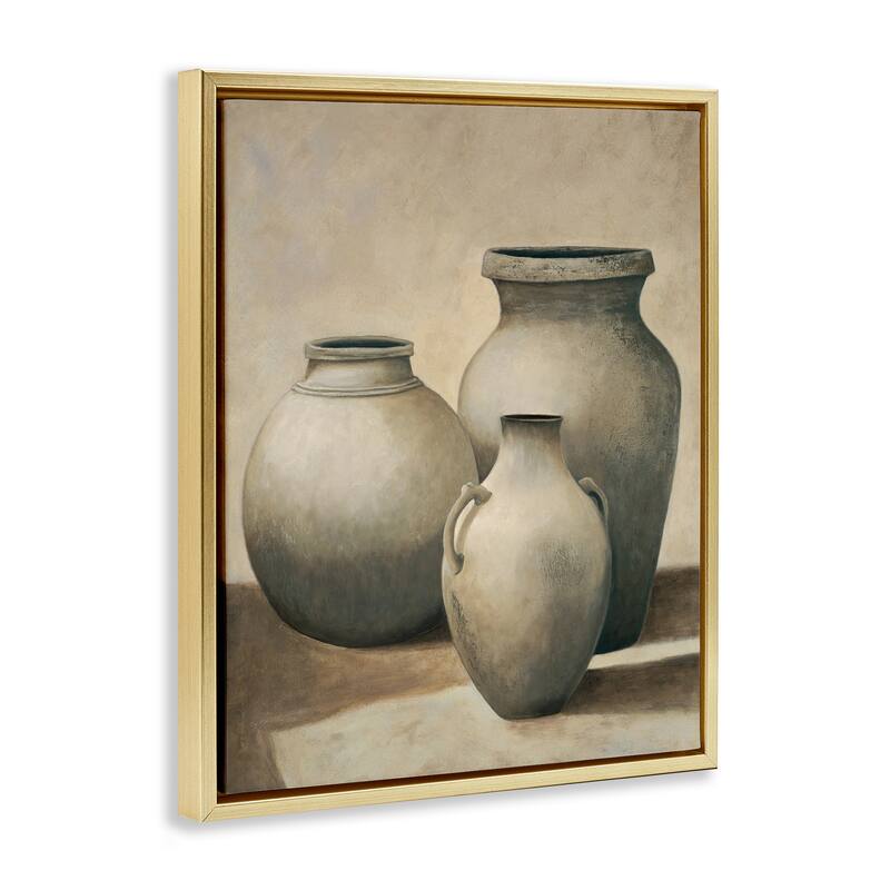 Stupell Trio of Vases Still Life Framed Floater Canvas Wall Art Design By André Mazo
